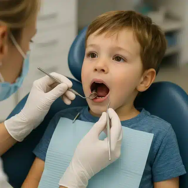 copil in vizita in clinica stomatologica